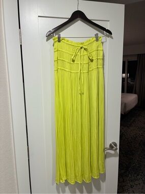 Anthropologie Neon Yellow Drawstring Maxi Dress